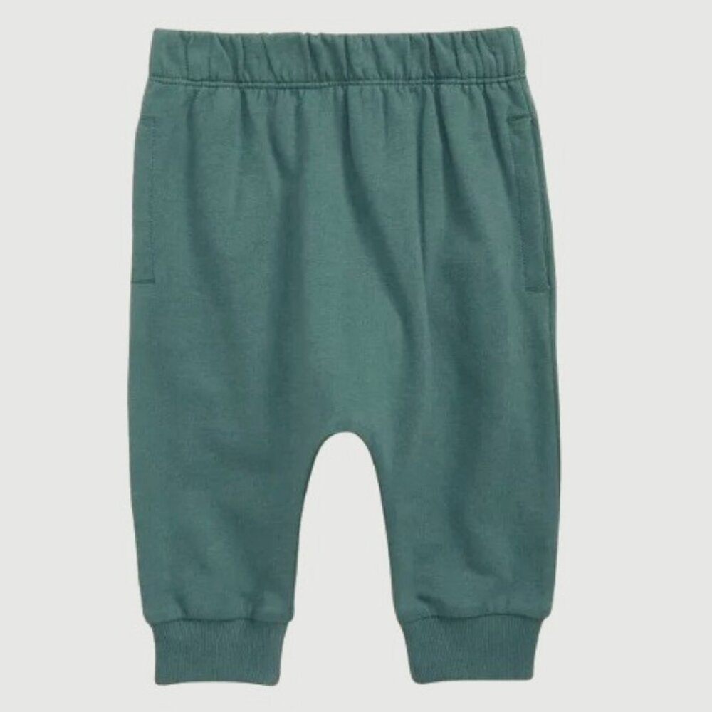 Open Edit Babies' Pull On Elastic Organic Cotton Joggers In Teal Needle 18M NWT